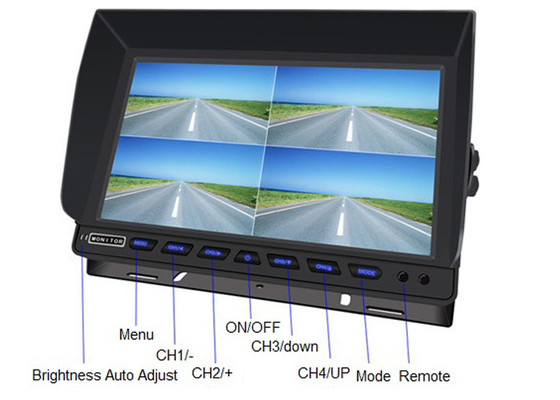 4 tela de separação resistente do monitor do carro do canal DVR AHD TFT para o caminhão Van Bus