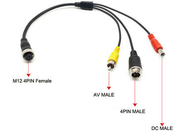 Acessórios de DVR, adaptador externo 4 Pin Female Aviation Plug do microfone a 4pin male+RCA+DC