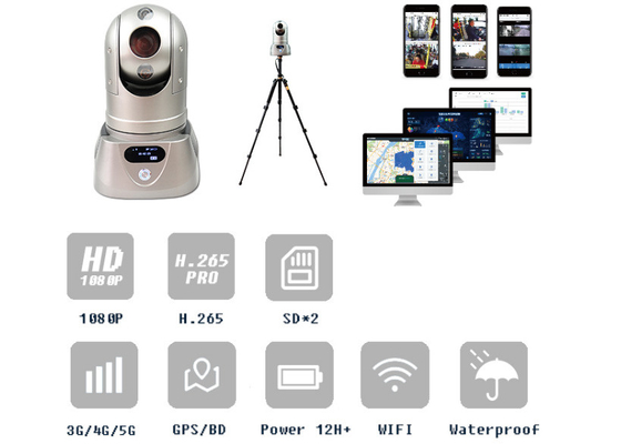Câmera da câmera 4G GPS WIFI 2MP PTZ da gravação de vídeo do carro de polícia do IP da luz das estrelas HD