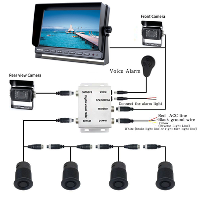 Caminhão Autobús Automóvel Auxílio Reverso Backup Detector de Radar Digital AI MDVR Com 4 kits de sensores