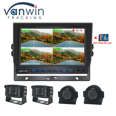 7inch AHD LCD Screen 4-Channel Quad SD Card AHD Vehicle LCD Car Monitor With 1080P Cameras