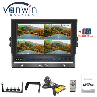 7inch AHD LCD Screen 4-Channel Quad SD Card AHD Vehicle LCD Car Monitor With 1080P Cameras