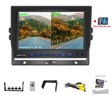 Monitor de carro quadrático de 9 polegadas 1080P com função de DVR Suporte de gravação de vídeo de cartão SD 256G