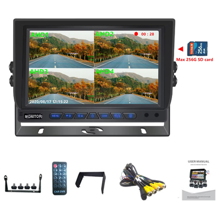 Venda Quente 9 polegadas 1024 * 600 AHD Quad Display Car Truck Sistema de Câmera de Segurança Com Função de Registro