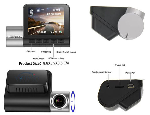 Gravador de imagem de condução de alta definição 4K 1080P Suporte WiFi GPS Gravador de táxi Câmera