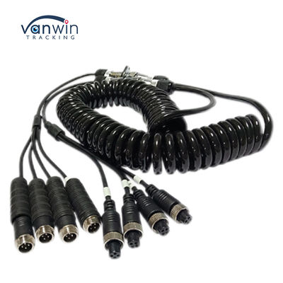Car Video Aviação fio de mola conector de reboque fio 4-Pin/RCA espiral extensão cabo enrolado