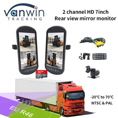 Monitores de retrovisor de 7 polegadas de automóvel caminhão AHD Monitores de tela dividida de quatro vias