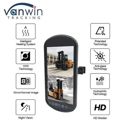 Monitores de retrovisor de 7 polegadas de automóvel caminhão AHD Monitores de tela dividida de quatro vias