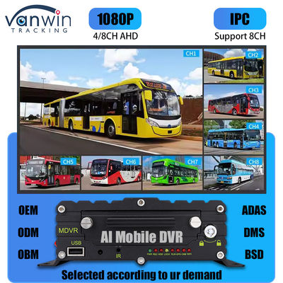 8CH AI ADAS DMS BSD DVR móvel HDD MDVR 2TB Plataforma de rastreamento de suporte de veículos DVR de veículos