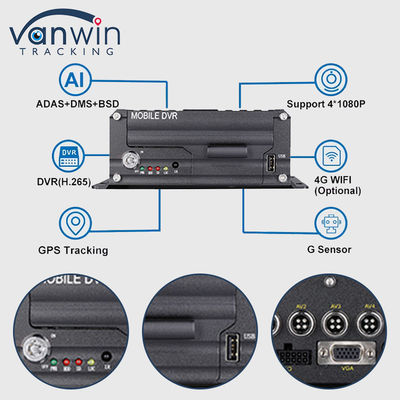 H.265 4CH 1080P HDD DVR móvel Veículo Kit de gravação de vídeo CCTV Sistema de câmera MDVR