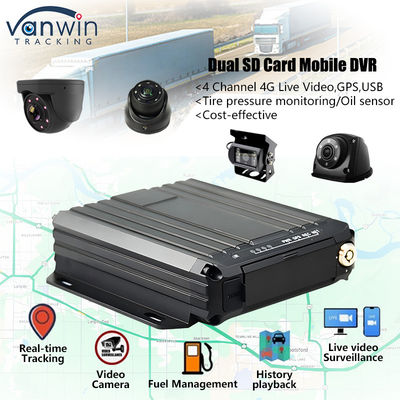 4CH 1080P Dual SD Card Mobile DVR Suporte Sensor de Óleo 4G Monitoramento de Vídeo em Tempo Real GPS Tracker