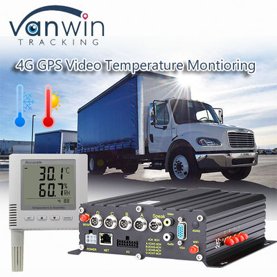 Gravador de vídeo GPS sem fio 4CH 4G Monitoramento de temperatura para veículos refrigerados