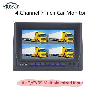 AHD/CVBS Multiple Video Mixed Input 4 Channel 7 Inch Split Display Car Monitor para veículo