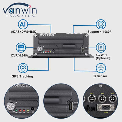 1080P 4CH HDD DVR 5G GPS Tracker Sistema de Monitorização de Veículos para a Segurança da Frota