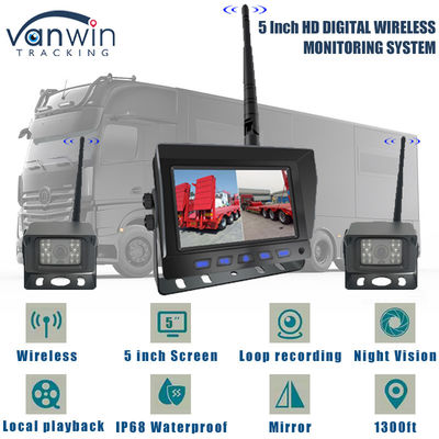 DVR digital HD sem fio de 5 polegadas com ecrã Quad-Split para monitoramento de segurança de reversão de caminhões