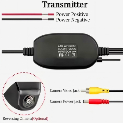 Transmissor de sinal de vídeo sem fio 2.4G RCA Receptor universal para carro retrovisor câmera traseira 12V