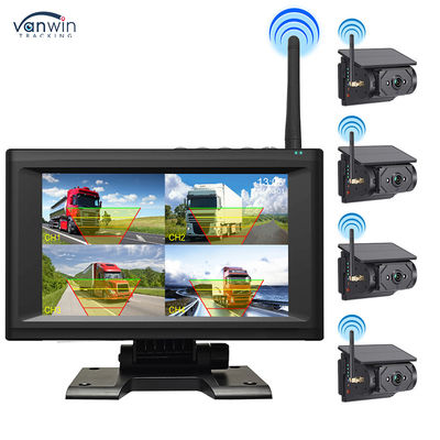 Kit Monitor de Carro com Tela IPS Sem Fio de 7 Polegadas com 4 Câmeras Solares Suporte Visão Noturna IR e Fácil Instalação
