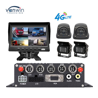 MDVR profissional 4CH 1080P para caminhões com monitor de 7 " 4G / GPS câmera à prova d'água e auxílio reverso - Solução de gerenciamento de frota todo-em-um
