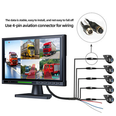 10.1 Polegadas IPS Tela Sensível ao Toque 5CH Split DVR Monitor Retrovisor, Kit de Câmera de Estacionamento de Reversa BSD AHD 1080P para Caminhão Ônibus RV