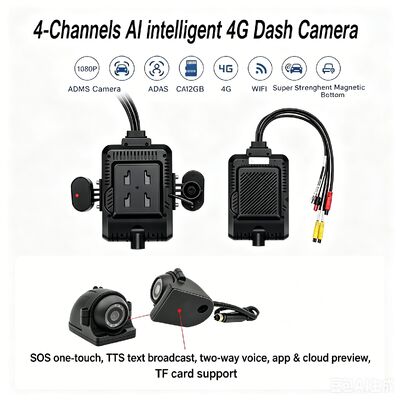 24V 4CH AI Dash Cam Kit Câmera de Segurança de Veículo DVR com DMS ADAS BSD Câmera lateral para caminhão / ônibus