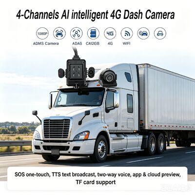 24V 4CH AI Dash Cam Kit Câmera de Segurança de Veículo DVR com DMS ADAS BSD Câmera lateral para caminhão / ônibus