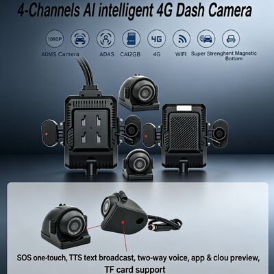 24V 4CH AI Dash Cam Kit Câmera de Segurança de Veículo DVR com DMS ADAS BSD Câmera lateral para caminhão / ônibus