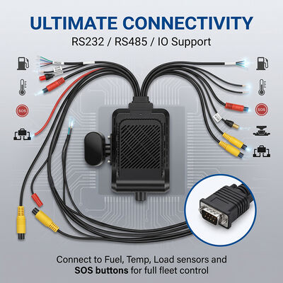 Sistema 4G Dashcam de veículos comerciais - rastreador Wi-Fi GPS anti-roubo com suporte a periféricos RS232