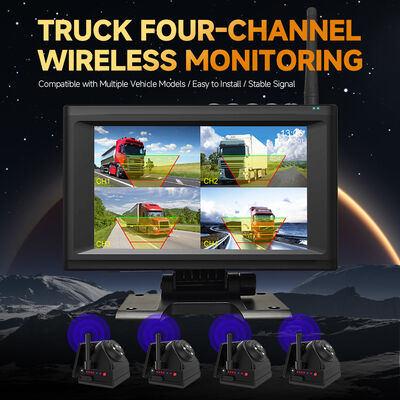 4CH 720P Dashcam sem fio para caminhões, RVs e ônibus 7 " IPS BSD Alarme, montado magnético, recarregável, plug-and-play, expansível 1-4CH