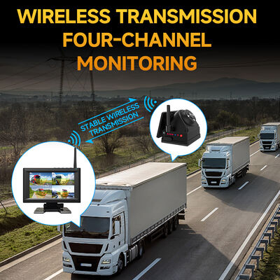 4CH 720P Dashcam sem fio para caminhões, RVs e ônibus 7 " IPS BSD Alarme, montado magnético, recarregável, plug-and-play, expansível 1-4CH