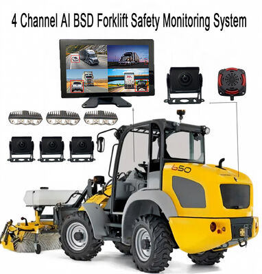 Sistema de Monitoramento de Segurança para Empilhadeiras com 4 Canais AI BSD, Câmera/display 1080P e Luz de Alarme LED/adequado para Maquinário Pesado