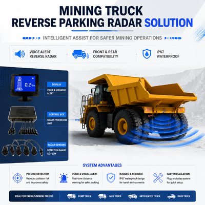Sistema de travagem de emergência de segurança do camião de mineração AEBS Frente e traseiro BSD Aviso de ponto cego DMS Monitoramento da fadiga do condutor