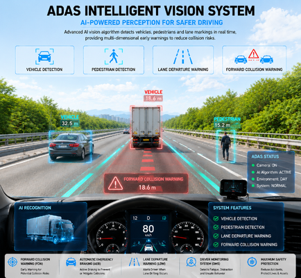 DVR de CCTV Veicular 4G com Sistema de Frenagem Automática de Emergência (AEBS) Integrado ADAS+DSM+BSD Segurança Ativa para Caminhões e Ônibus