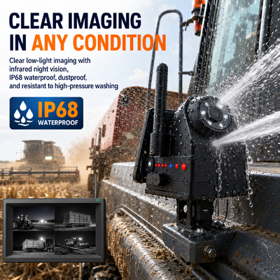 Sistema de Câmera Magnética Sem Fio Plug and Play 1 - 4CH 720P com Monitor de 7" Alarme BSD Recarregável para Caminhão RV Trailer Máquinas Agrícolas