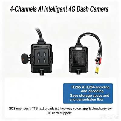 4 canais AI Fleet Dash Cam 1080P ADAS DMS MDVR Sistema com 4G GPS WiFi para Carros Táxis Caminhões Ônibus