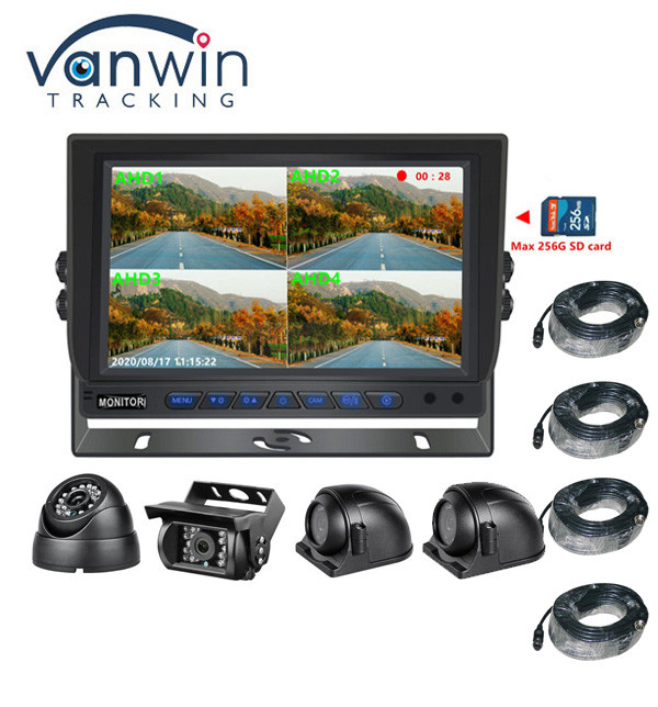 Venda Quente 9 polegadas 1024 * 600 AHD Quad Display Car Truck Sistema de Câmera de Segurança Com Função de Registro
