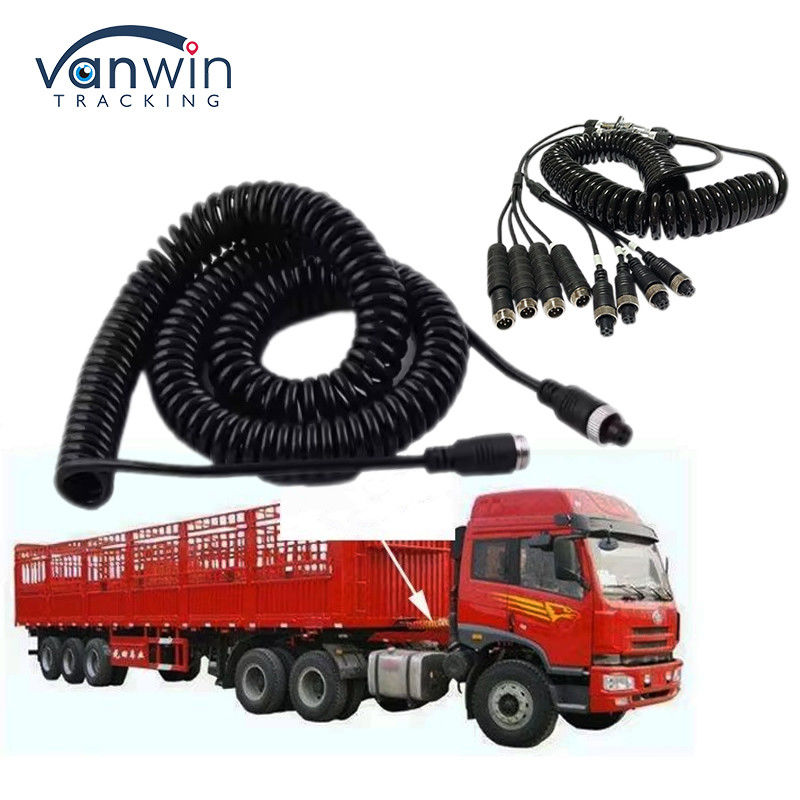 Car Video Aviação fio de mola conector de reboque fio 4-Pin/RCA espiral extensão cabo enrolado