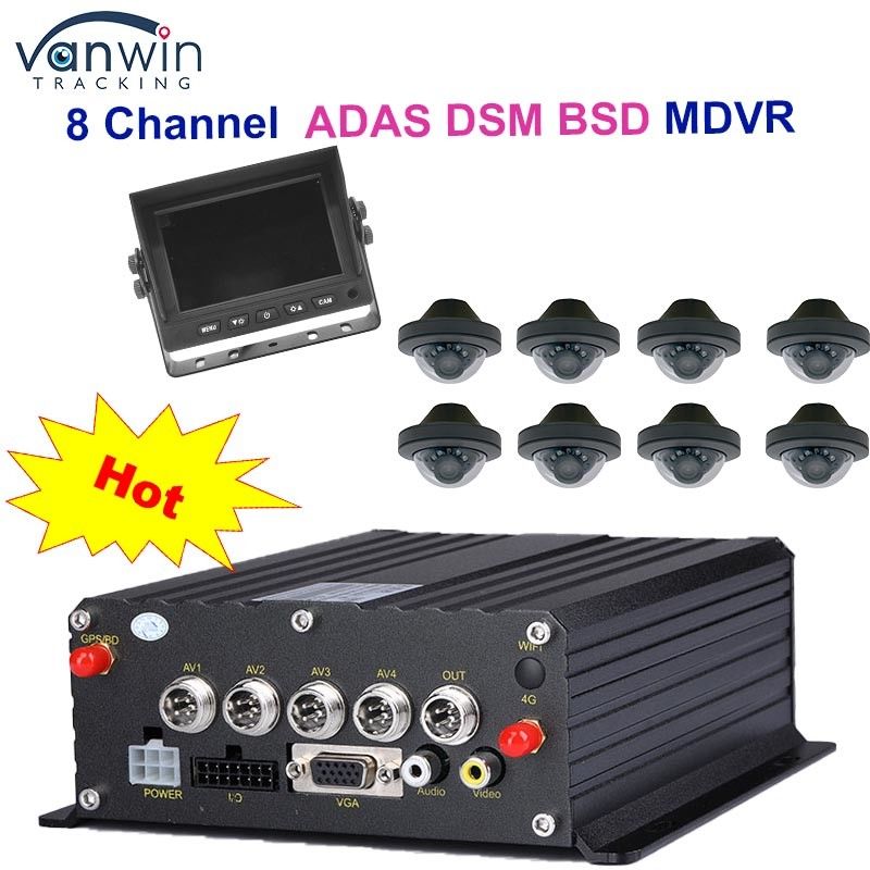 1080P H265 Dual SD Card 8 canais DVR móvel com HDD Max 2TB para táxis e caminhões