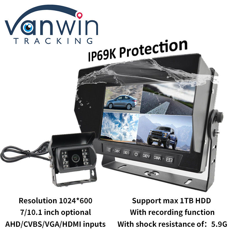 IP69K 7 / 10.1 polegadas de resistência à água AHD Quad TFT Monitor de carro Display Para veículos universais