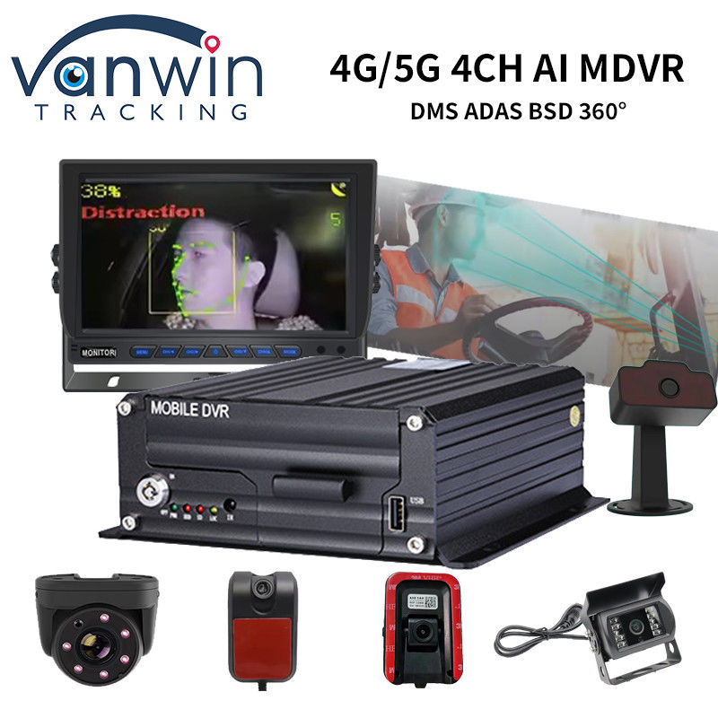 4 Ch AI Truck Bus Mobile DVR com AI DSM ADAS BSD Suporte 4G 5G WIFI GPS