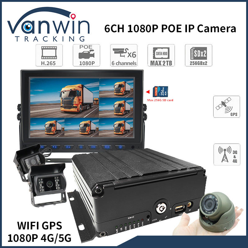 4G 6 canais H. 265 HDD Car Mobile DVR Para Câmera de Segurança Veículo
