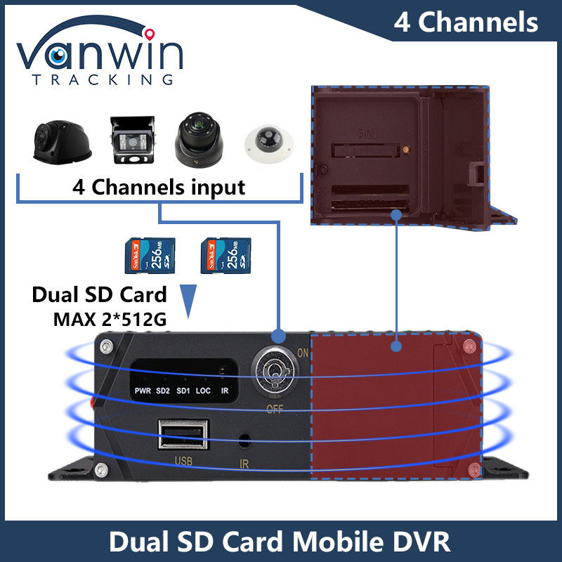 4CH HD Câmeras de carro Dual SD Card DVR móvel 4G GPS 1080P MDVR H.265 gravador de vídeo