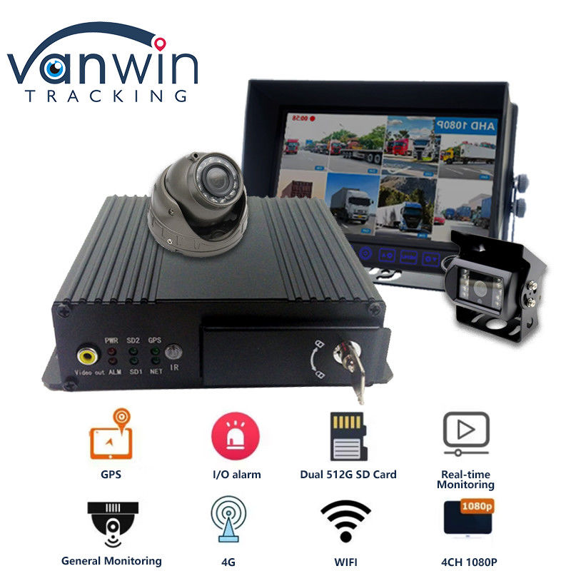 MAX 512GB Dual SD Card Storage 4CH Mobile DVR com 4G GPS 1080P Full HD SD Card Mdvr