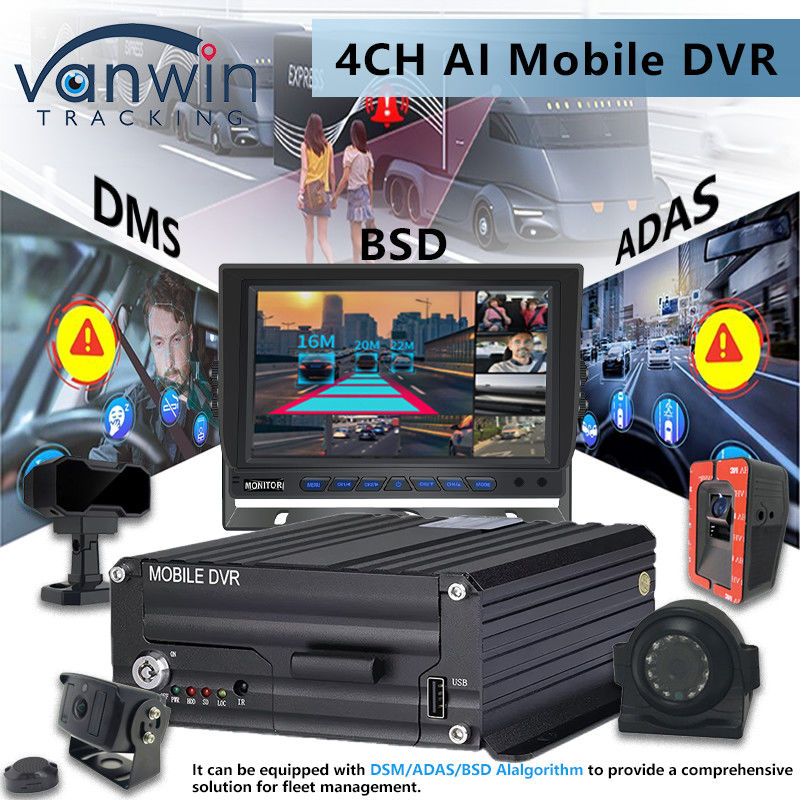 4CH 5G CMSV6 Sistema DVR móvel AI com GPS ADAS BSD DMS H.265 MDVR para monitor de CCTV de carro