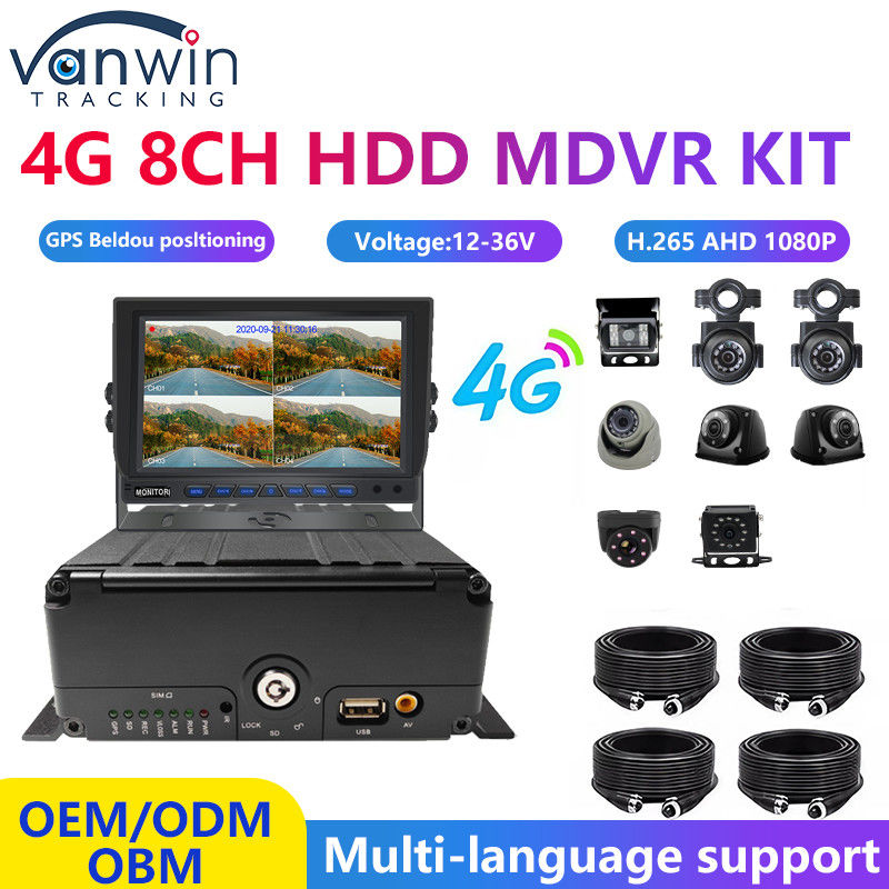 H.265 8CH HDD 1080P Sistema de DVR móvel com Kit 4G MDVR GPS Função WIFI para Gestão de Frota