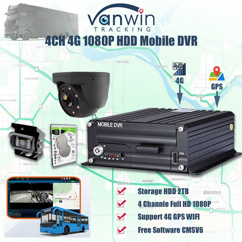 H.265 4CH 1080P HDD DVR móvel Veículo Kit de gravação de vídeo CCTV Sistema de câmera MDVR