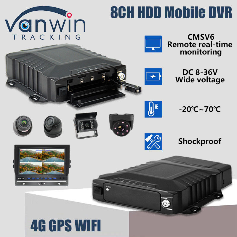 8 canais 4G Wifi 1080P HDD DVR móvel de vigilância de veículos AHD Real Time View Mdvr