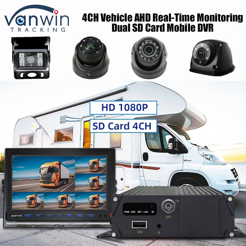 CMSV6 4CH Cartão SD duplo DVR móvel 4G GPS Monitorização em tempo real Monitorização de vídeo MDVR