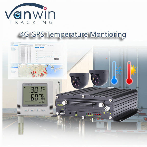 Gravador de vídeo GPS sem fio 4CH 4G Monitoramento de temperatura para veículos refrigerados