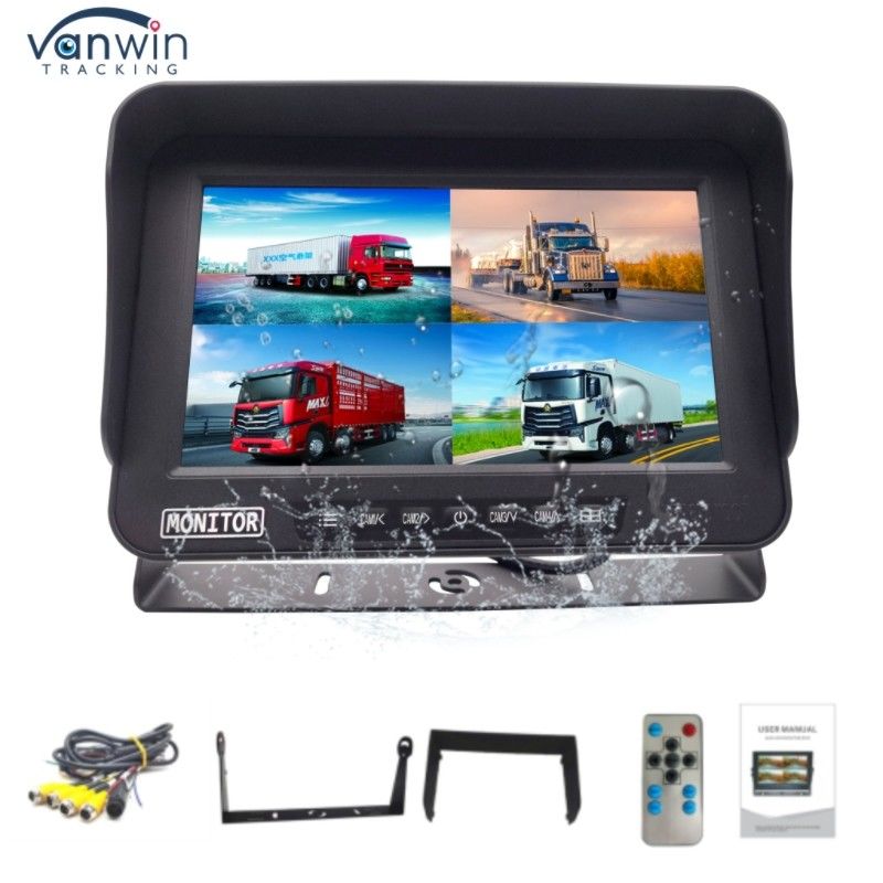 4 canais de monitor de carro de IA impermeável IPX69 à prova de explosão 10 "AHD Display para veículos mecânicos