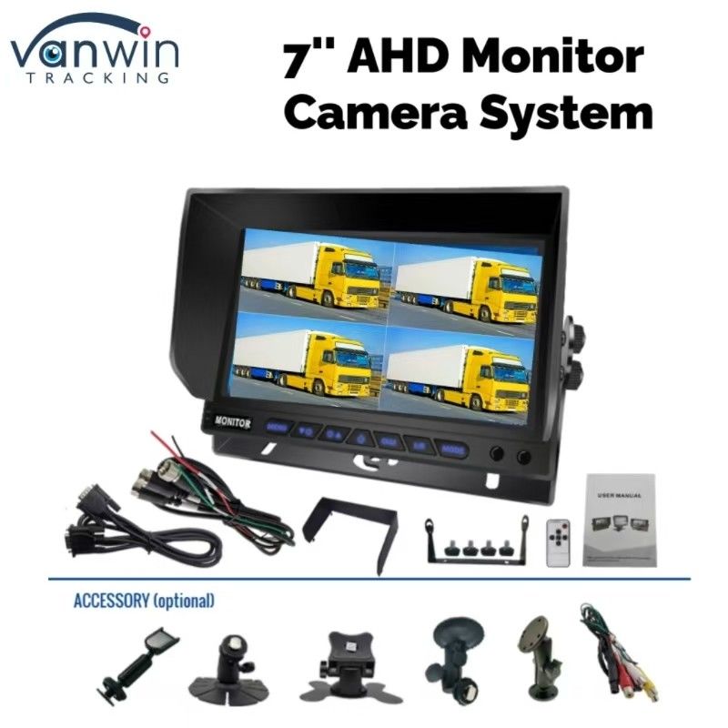 Sistema de monitorização de exibição de veículos de 7 polegadas AHD Quad-Channel Split Car Monitor